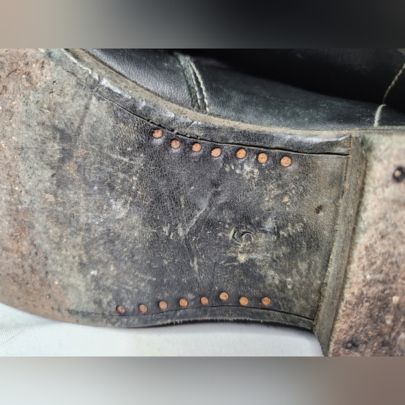 Lace Up Black Leather Boots Handmade Craftsmanship Vintage? Biker Men's 8.5 - Picture 9 of 9